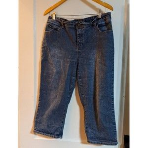 Women's Plus Cato Premium Capris Blue Denim Straight Leg Size 16